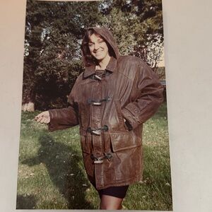 Vera Pelle Women's Brown Leather Coat with Removal Hood